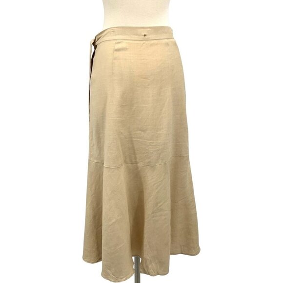 Cuyana Linen Ruffle Wrap Skirt Beige Size S Mid Length Asymmetrical - Picture 4 of 9